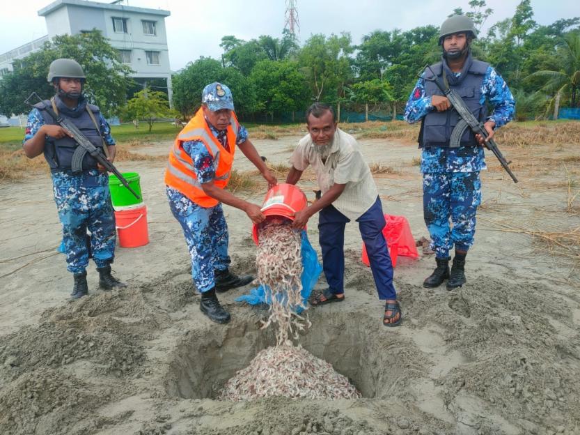 বিষ প্রয়োগ করা ২৫০ কেজি চিংড়ি জব্দ করেছে কোস্টগার্ড