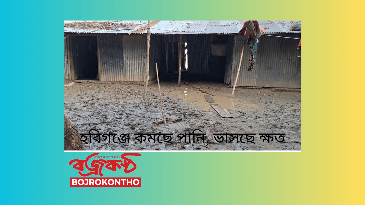 হবিগঞ্জে কমছে পানি, ভাসছে ক্ষত