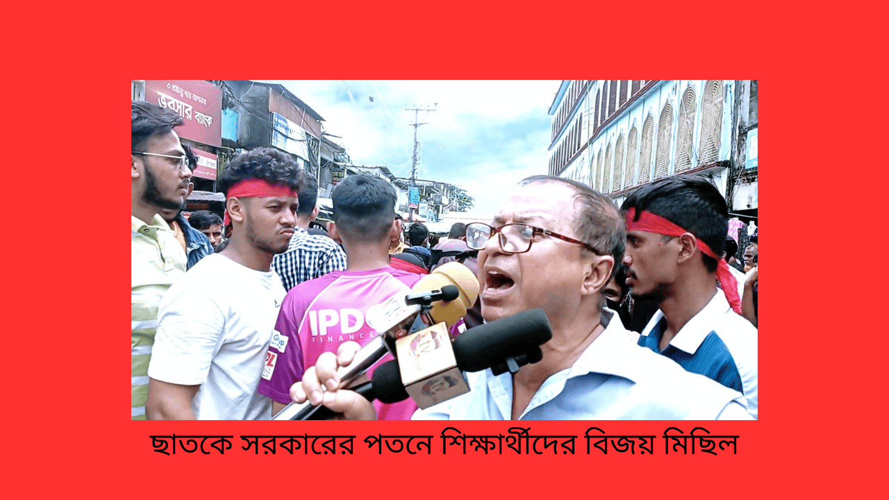 ছাতকে সরকারের পতনে শিক্ষার্থীদের বিজয় মিছিল