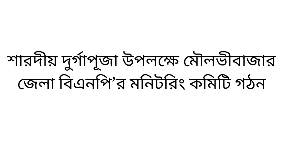 শারদীয় দুর্গাপূজা উপলক্ষে মৌলভীবাজার জেলা বিএনপি’র মনিটরিং কমিটি গঠন