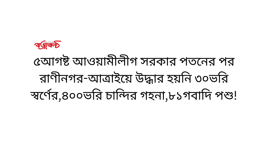 ৫আগষ্ট আওয়ামীলীগ সরকার পতনের পর রাণীনগর-আত্রাইয়ে উদ্ধার হয়নি ৩০ভরি স্বর্ণের,৪০০ভরি চান্দির গহনা,৮১গবাদি পশু!